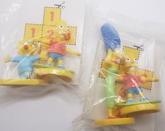 Vintage Simpson's Figures Sealed Package Kellogg’s Premium Promo Cereal Bart Simpson Marg Simpson Maggie Simpson Classic Cartoon