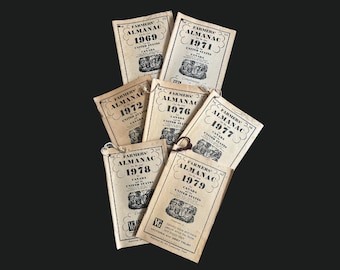 1969-1979 FARMERS' ALAMANACS | For Canada & U.S.A | 1969-1979 editions | Antique Weather and Farming Collectible Book | Farmers' Almanac