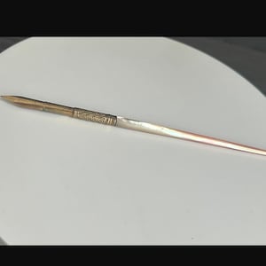Victorian Era AIKIN LAMBERT Mother of Pearl Dip Pen No. 1 Nib | Pink-Tinted Mother-of-Pearl | Chevron Grip | Antique Pen | Read Description
