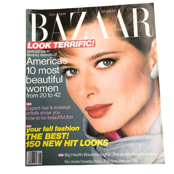1982 HARPERS BAZAAR Magazine I Isabella Rossellini Cover I Harper's Bazaar Magazine August 1982 Kelly LeBrock Linda Evans Connie Sellecca