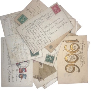 Lot of 25 ANTIQUE POSTCARDS from Early 1900s-Early 1920s I  Rare Ephemera for Collectors and History Enthusiasts | Authentic Old Postcards