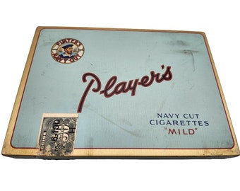 Vintage 1960’s Player’s Navy Cut Tobacco Tin Collectible Tin Made in Canada Cigarette Tin Vintage Gift Idea Tobacco Memorabilia