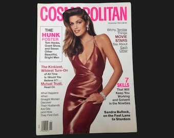 1994 COSMOPOLITAN Magazine | Cover: Cindy Crawford | November 1994 | Sandra Bullock I Burt Reynolds | Paul Reiser | No Poster