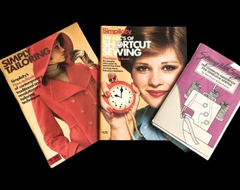 Vintage Sewing Books - LOT of 3 I Simplicity The ABC's of Shortcut Sewing I Simply Tailoring I Sewing with Sergers I 1970s & 1980s Books
