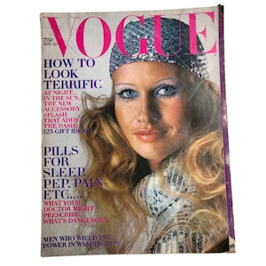 1969 VOGUE Magazine November 1969 Cover: Francoise Rubartelli I Lauren Hutton I Veronica Hamel I Vintage Vogue Magazine 1960s Fashion