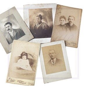 Lot de PHOTOS ANCIENNES : lot de 5 - cartes pour armoire de la fin des années 1800, photographie des années 1890, photographies éphémères de collection, photographies anciennes, photographies anciennes