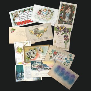 Lot of 12 ANTIQUE POSTCARDS from Early 1900s | Edwardian-Era Postcards | Some Used |  Antique Ephemera | Edwardian Ephemera