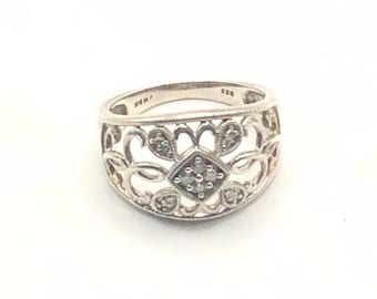 Sterling Silver Diamond Band Ring | 1/10 Cttw Natural White Round Diamonds | Size 7  I Elegant Ring I Promise Ring I Gift for Her