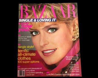 1982 HARPERS BAZAAR Magazine | Cover: Farrah Fawcett | November 1982 | Cheryl Ladd Christie Brinkley | Carol Alt | Iman | Dayle Haddon