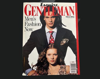 1993 ESQUIRE GENTLEMAN Magazine | Launch Issue #1 | Cover:  Kate Moss & Ben Arnold | Spring-Summer 1993 | Stephanie Seymour