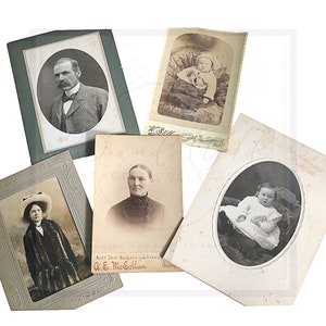 Lot de PHOTOS ANTIQUES : de la fin des années 1800, cartes pour armoire, photographie des années 1890, photographies éphémères de collection, photographies anciennes, photographies anciennes - lot de 5