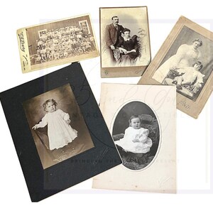 Lot de PHOTOS ANTIQUES : de la fin des années 1800, cartes pour armoire, photographie des années 1890, photographies éphémères de collection, photographies anciennes, photographies anciennes - lot de 5