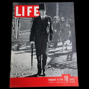 1941 WW2 LIFE Magazine | Cover: Lord Halifax  | February 10, 1941 | Lana Turner | Mussolini | Deanna Durbin | LIFE Magazine | 1940s Life