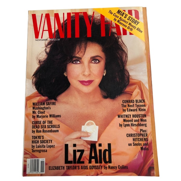 1992 VANITY FAIR Magazine -Liz Taylor Cover November 1992 Mark Wahlberg Kate Moss Calvin Klein Iconic Ads Stephanie Seymour Vintage Magazine