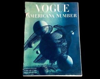 1944 VOGUE Magazine I February 1, 1944  I Vogue Magazine I Vintage Vogue I 1940s Collectible Magazine I Meg Mundy I Bijou Barrington