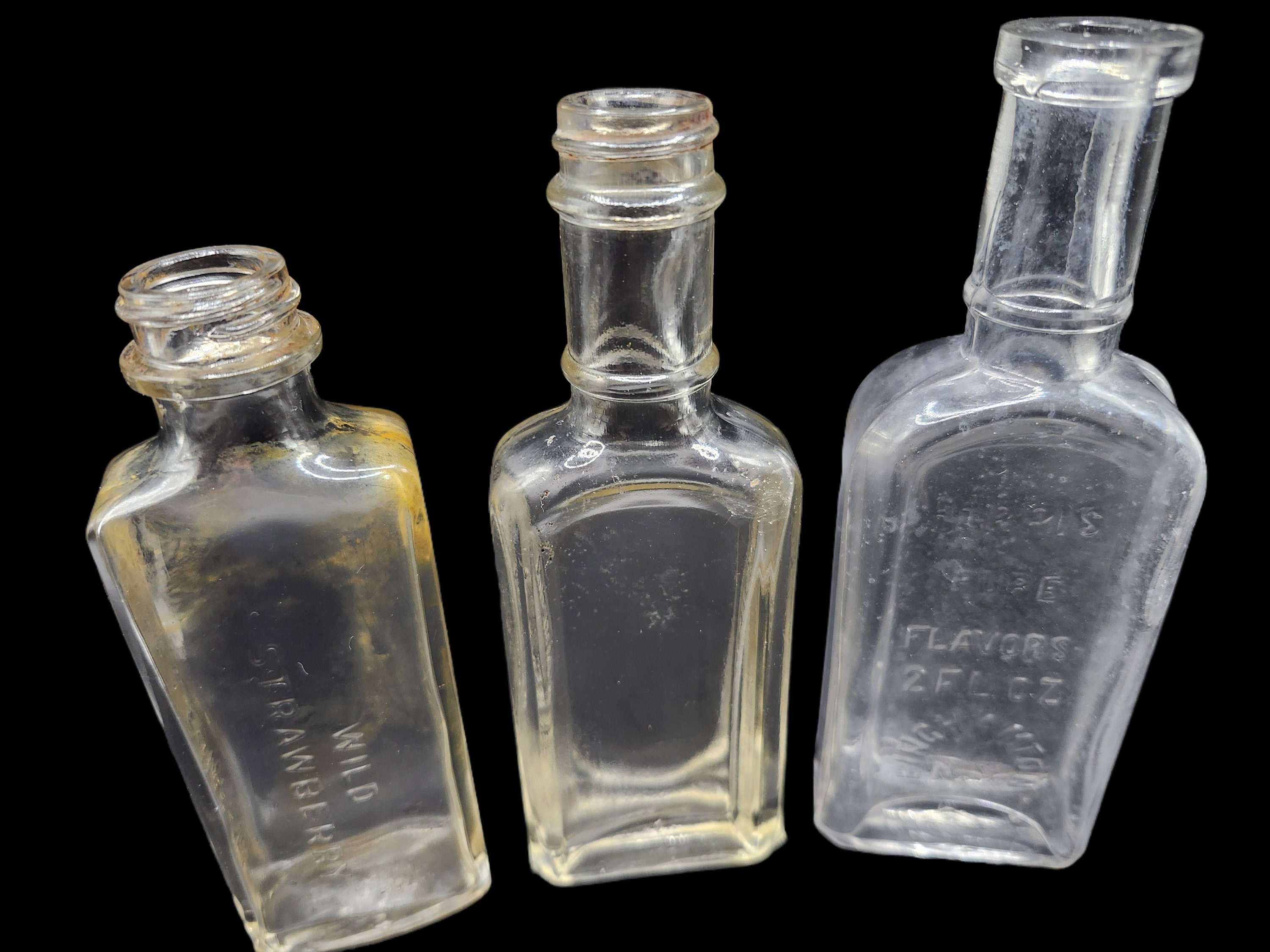 Vintage Medicine Bottles Clear Glass Doctor Flower's Extract