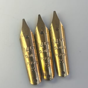 Antique CAPITAL 14K Gold Plated Nibs No. 3 | Vintage Dip Pen Nibs | Set of 3 Nibs | Antique Writing Nibs | Collectible Gold Plated Nibs