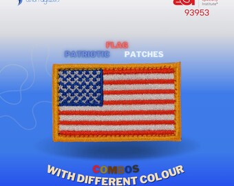 Small Patriotic American Flag Patches, Embroidered Iron-On US Flag Patch Iron On or Sew On to Uniforms, Hats, Backpacks, Jackets, Pants etc.