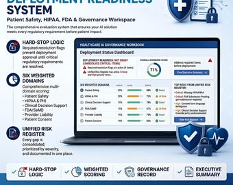 System zur Vorbereitung des KI-Einsatzes im Gesundheitswesen | Bewertung der KI-Governance | HIPAA-Konformität | SaMD-Überprüfung