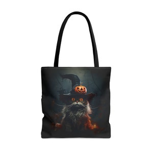 Halloween Black Cat Tote Bag, Cat Tote Bag, Gift for Cat Lovers