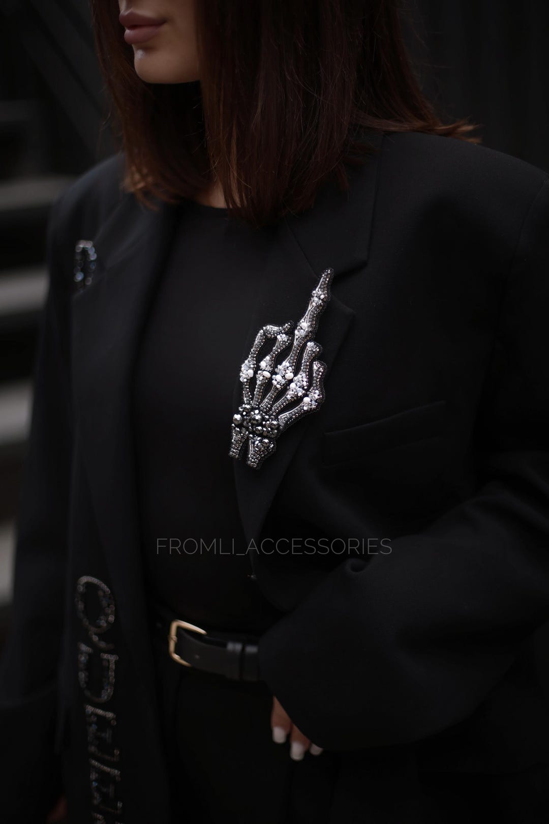 Handmade Beaded Skeleton Hand Brooch, Gothic Statement Pin - Etsy
