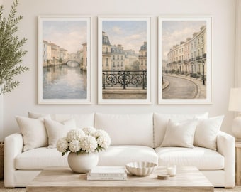 Juego de 3 láminas decorativas de París para pared / Láminas neutras de ciudades europeas (Descarga digital)