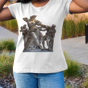 Golden marble statue shirt, Classic golden marble statue depicting a woman and two children, Michelangelo style shirt