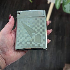royal case lite cigarette case MCM Royal Case-lite, Vintage Cigarette Case and Lighter Combo, Silver  Checkered Print, 1950s 1960s/vintage Lighter/atomic