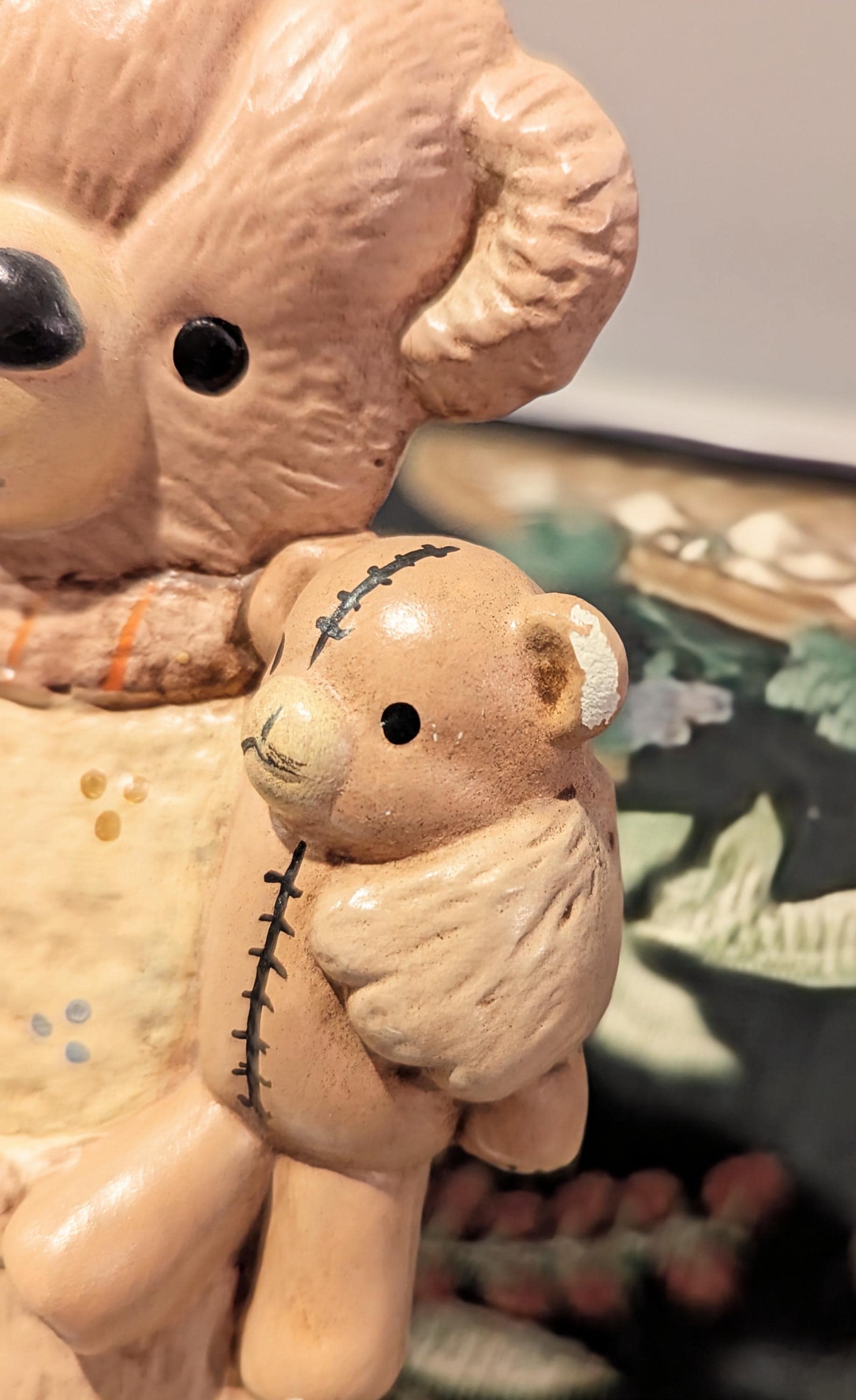 1980s Vintage Ceramic Teddy Bear Light Switch Plate Cover