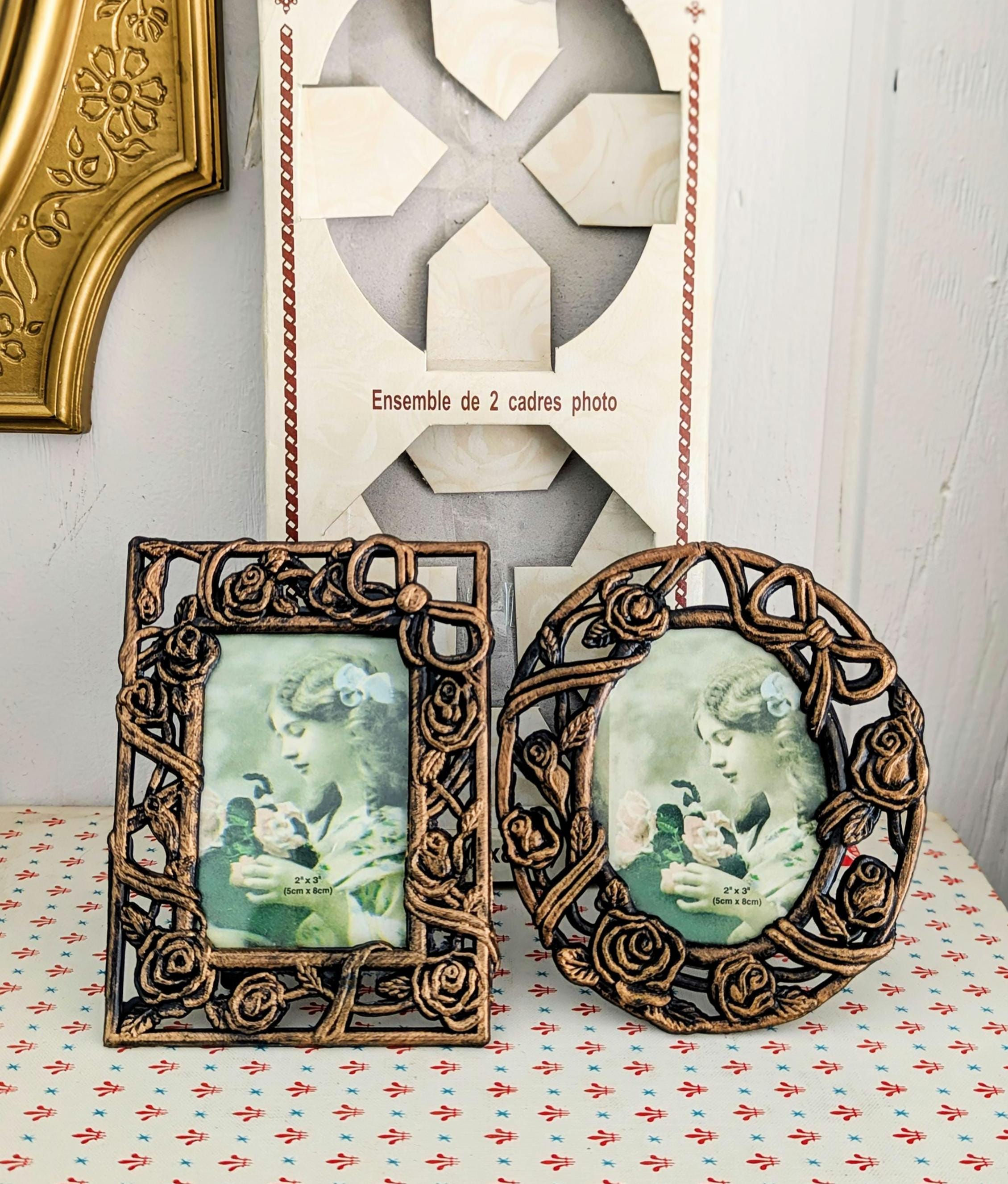 2001 Vintage NOS Set of 2 Small Victorian Picture Frames, 2x3