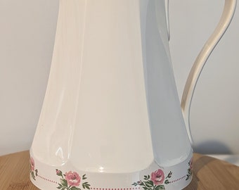 Vintage Thermal Beverage Pitcher/Serving Coffee Carafe, Insulated, Pink Rose Christa Print by Thermos, Shabby Cottage/Vintage Kitchen/Pink