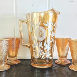 1940s Pitcher and Glasses Set - Etsy