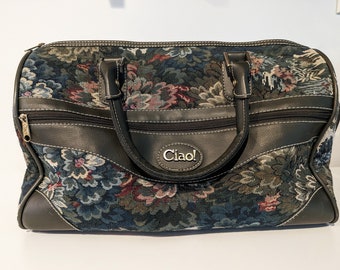 Vintage Floral Tapestry Overnight Bag/Carry On, With Shoulder Strap and Handles, Ciao!/Travel/Luggage/Weekender Bag