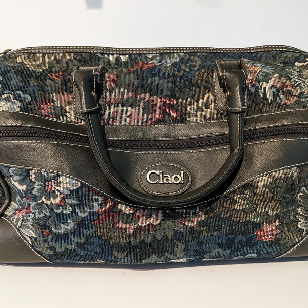 Vintage Floral Tapestry Overnight Bag/Carry On, With Shoulder Strap and Handles, Ciao!/Travel/Luggage/Weekender Bag