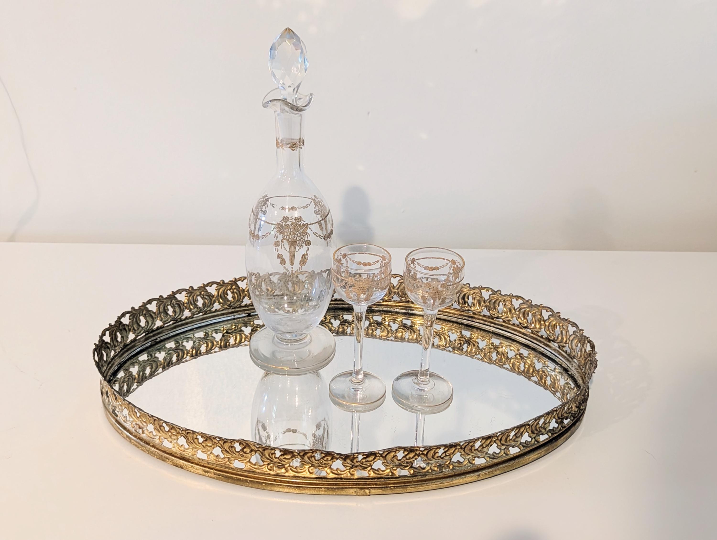 専用 50's ヴィンテージ Mirrored Gold Tray ジュエリー Gold Mirrored Antique Tray - Etsy