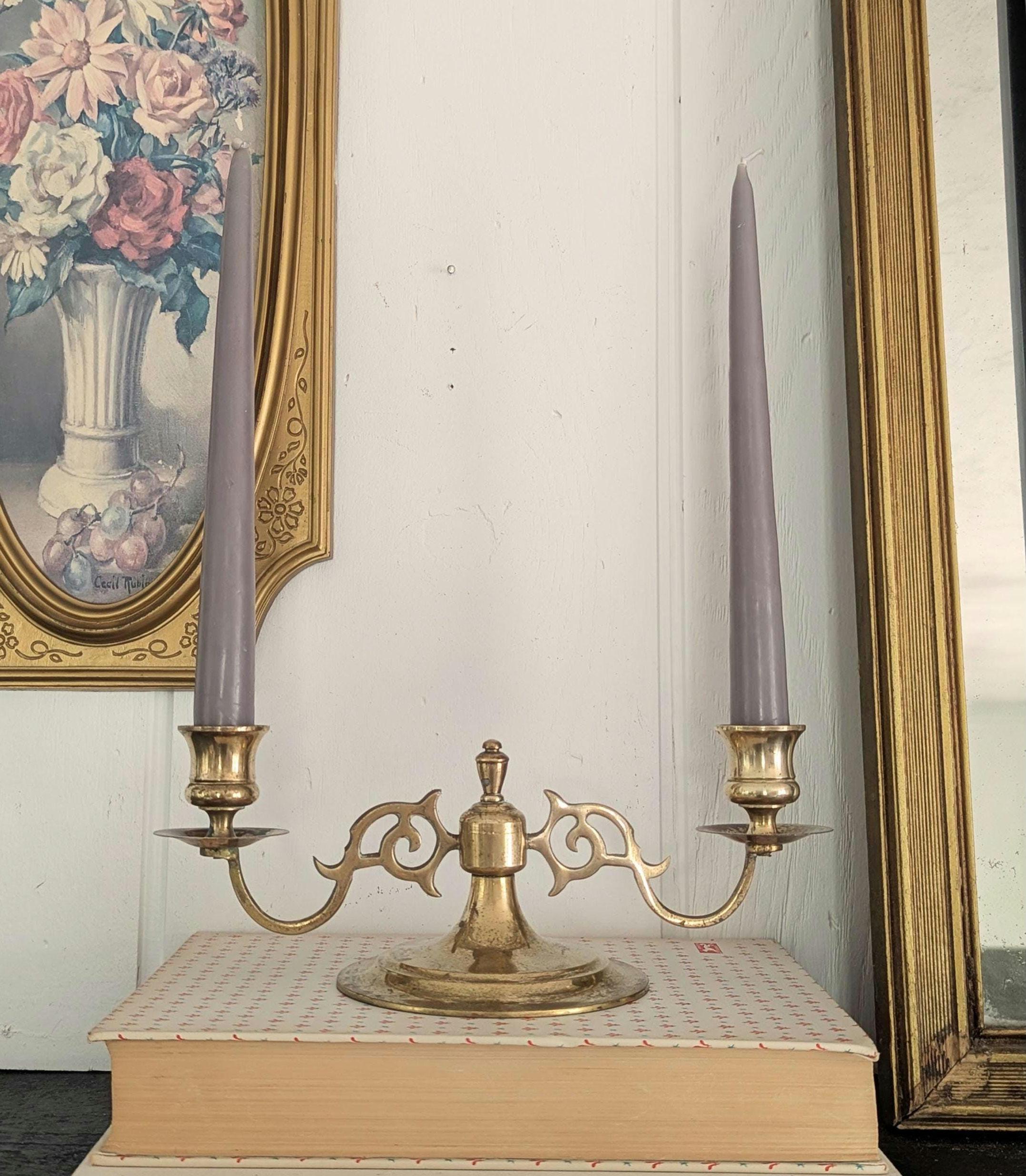 vintage * turip candle holder 2点セット Vintage/antique Solid Brass Double Candelabra, Taper Candlestick