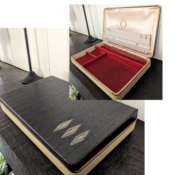 Vintage Jewelry Box, Farrington Black Diamond Pat… - image 2