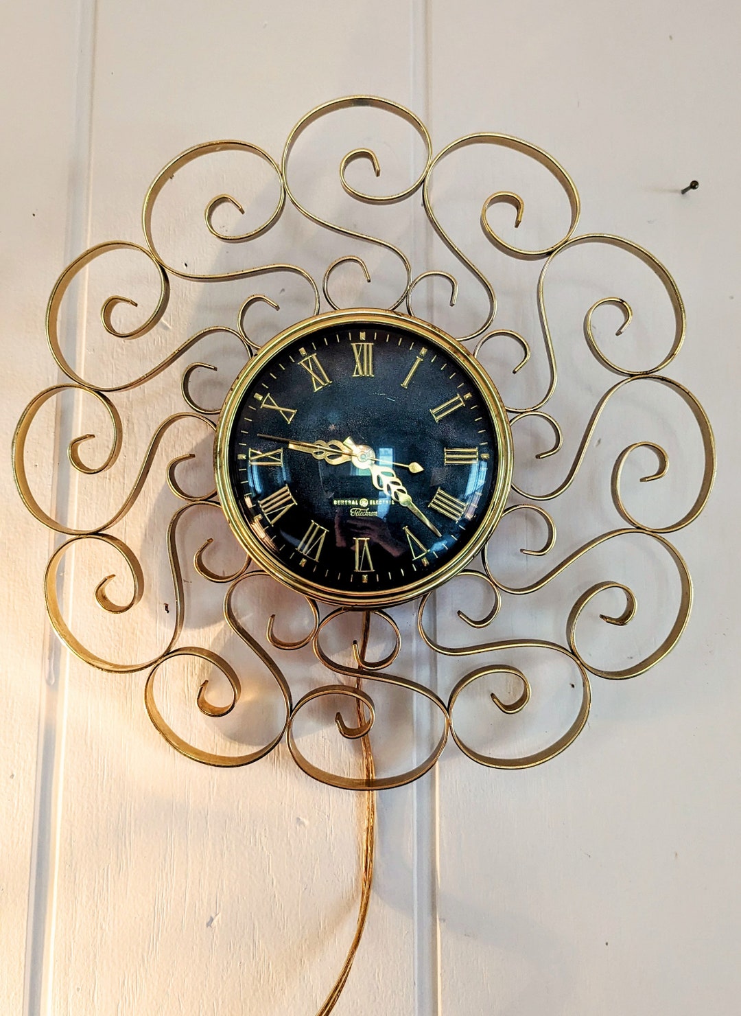 Mid Century General Electric Telechron Wall Clock, Works/atomic Starburst Clock/vintage Clock