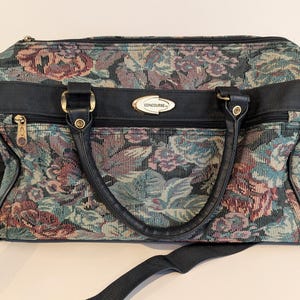 1980s/1990s Vintage Floral Tapestry Overnight Bag, Carry On