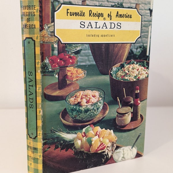 1968 Favorite Recipes of America - Salads, Including Appetizers/Vintage Cookbook/Plaid/Vintage Kitchen