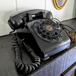 1956 Vintage Western Electric Black Rotary Dial Telephone, Bell System Model 500/Vintage Telephone/Prop/1950s Phone/MCM/Landline