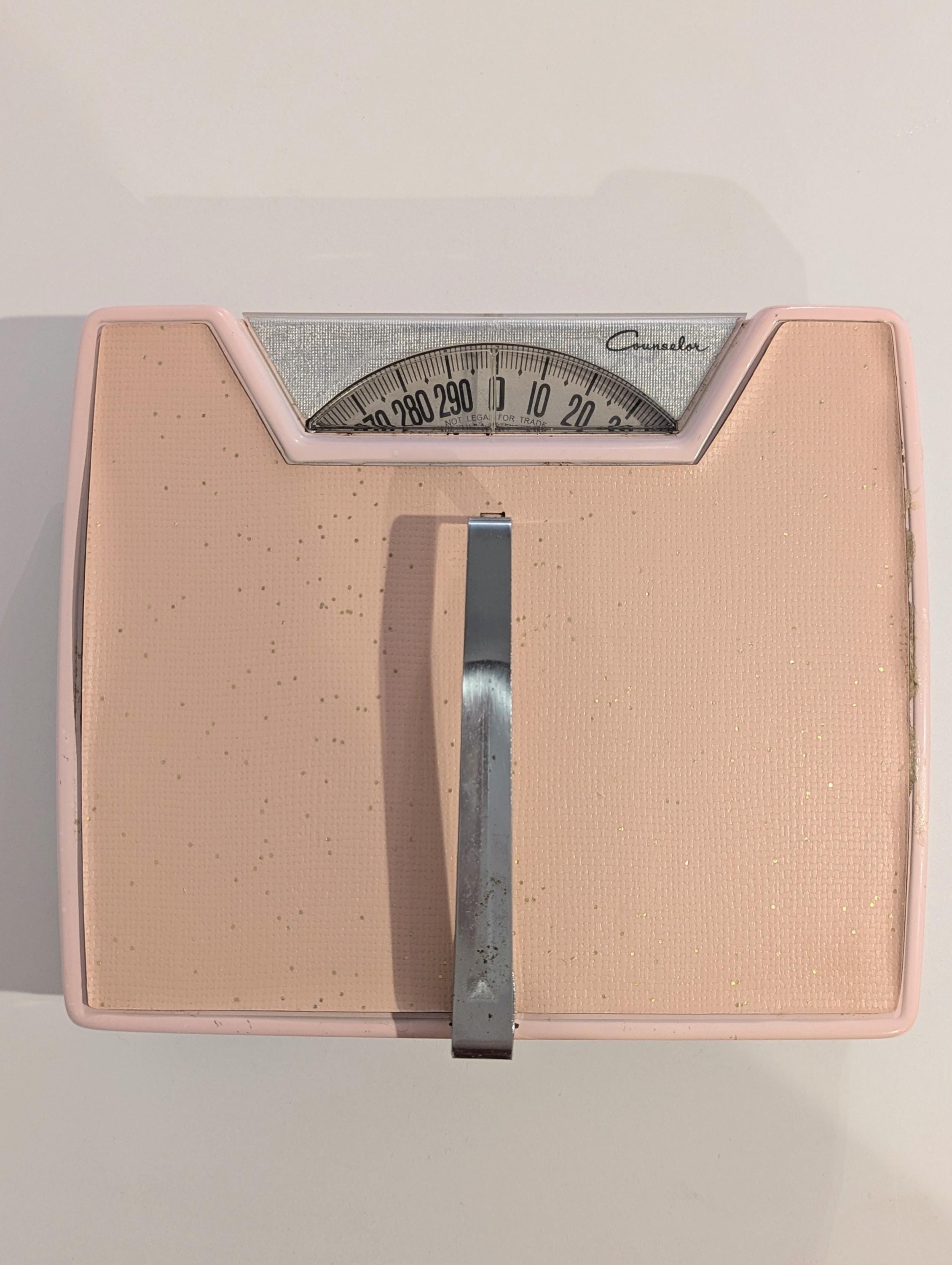 1950s Vintage Pink Speckled Atomic Bathroom Scale by Counselor