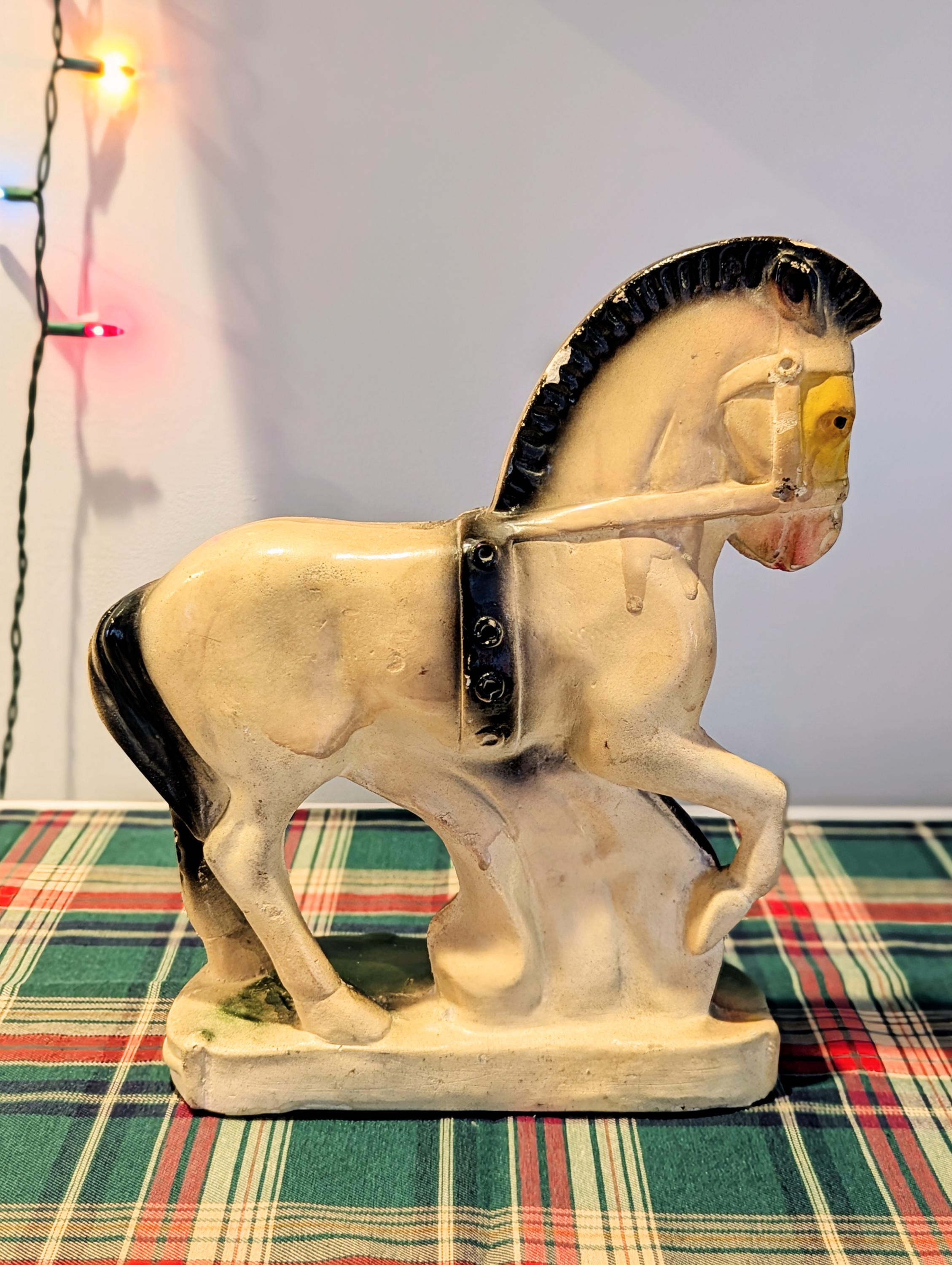 1930s/40s Vintage Chalkware Large Horse Statue, Carnival Horse
