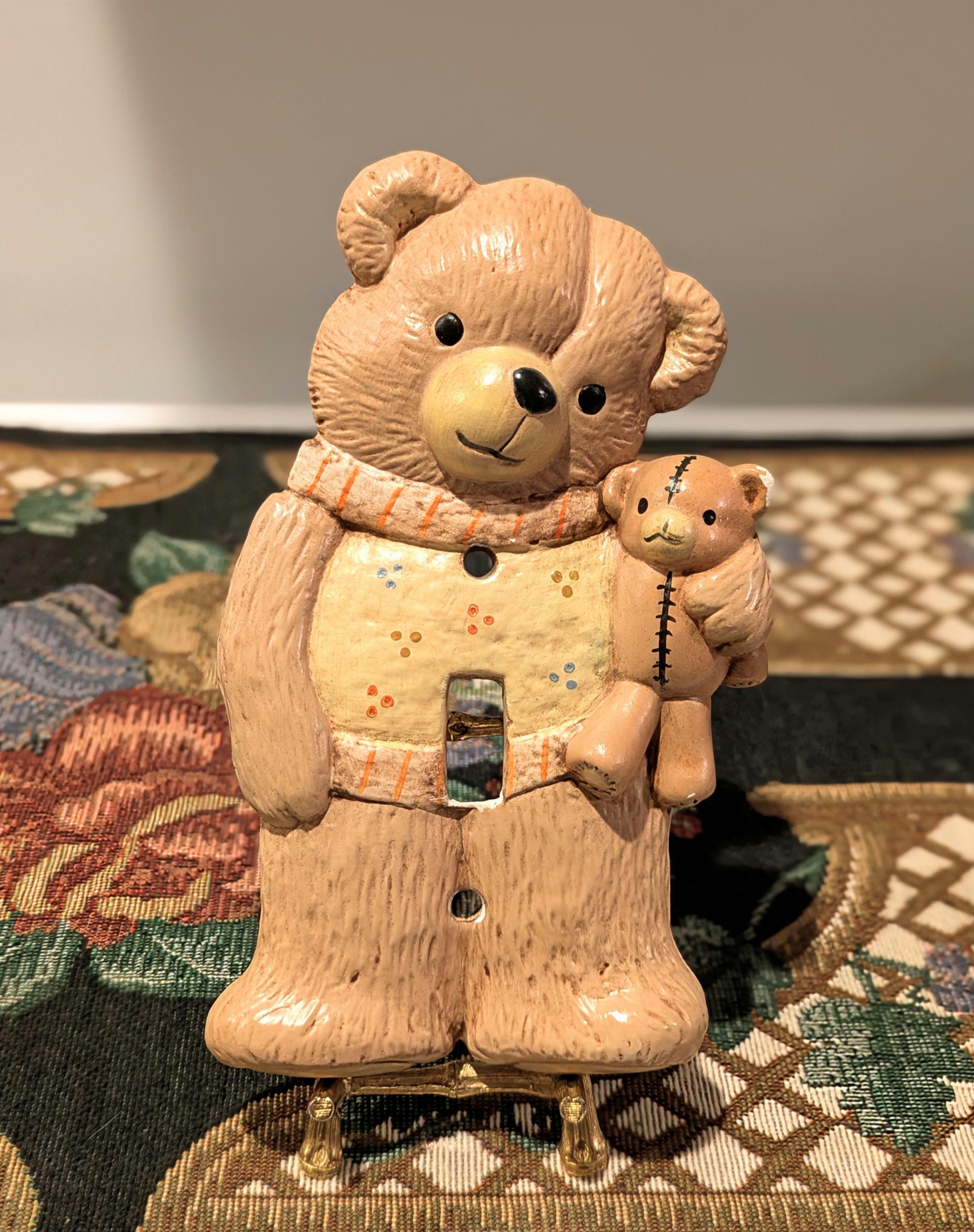 1980s Vintage Ceramic Teddy Bear Light Switch Plate Cover