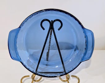 Vintage Cobalt Blue Anchor Hocking Deep Pie Plate, 1 QT, 9" Fluted Edge/1990s 2000s