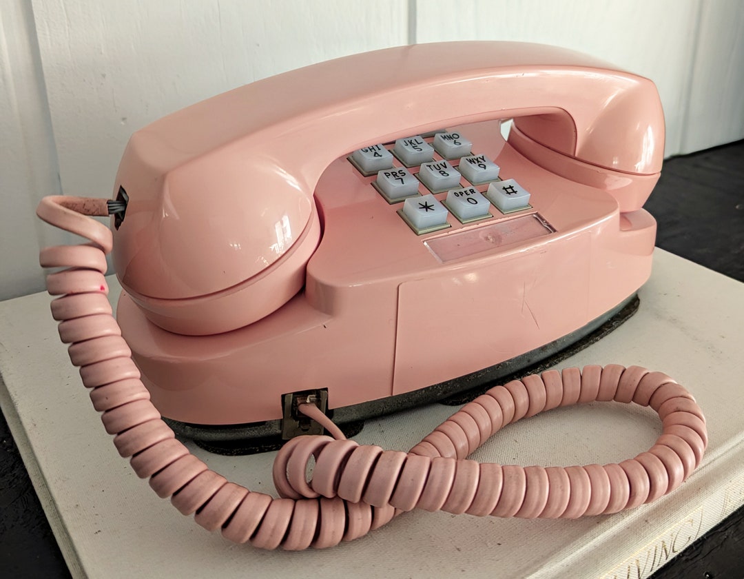 1960s Vintage Western Electric Pink Princess Phone, WORKS, Push Button