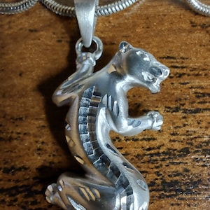 Sterling Silver Y2K Panther Pendant and Snake Chain