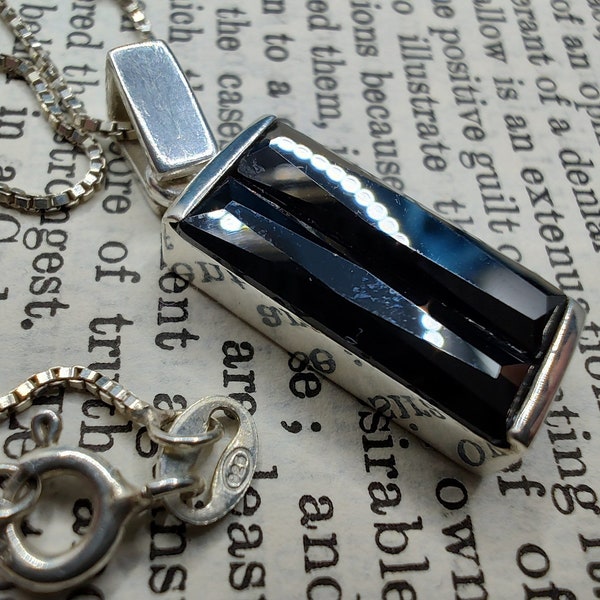 Vintage Sterling Silver and Faceted Black Gemstone Duo Necklace