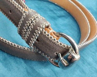Vintage Nanni Studded Leather Belt With Turquoise Details 