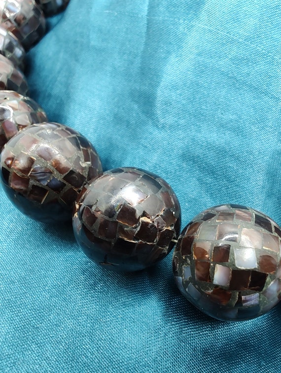 Vintage Fabrice Paris Mother of Pearl Mosaic Bead… - image 8